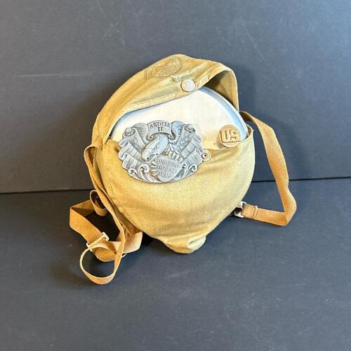 Vintage Canteen, Mess Kit, Belt Buckle and U.S. Insignia