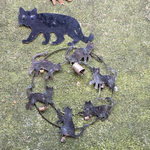 Metal Cat Silhouette and Cat Wind Chime