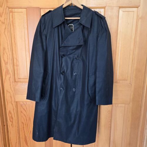 Men's Double-Breasted Black Trench Coat in the Mid-Century Style