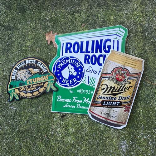 Rolling Rock, Miller Genuine Draft Light, Sturgis Tin Signs