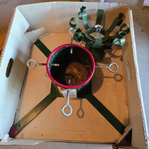 Christmas Tree Stand and Metal Candleholder