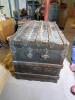 Antique Flat Top Steamer Trunk with Wood and Metal Detailing - 3