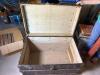 Antique Flat Top Steamer Trunk with Wood and Metal Detailing - 5