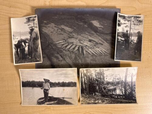 Vintage Fishing Camping Black and White Photographs