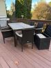 Patiojoy Wicker Armchairs and Weathered Wood Patio Table