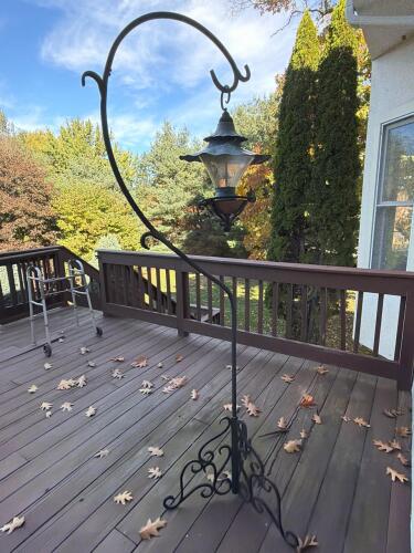 80" Tall and Heavy Outdoor Hanging Lantern in Rustic Wrought Iron Stand