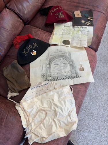 Masonic Shrine and Scottish Rite Regalia, Certificates, and Memorabilia
