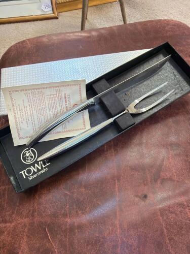 Towle Silversmiths Carving Knife and Fork Set