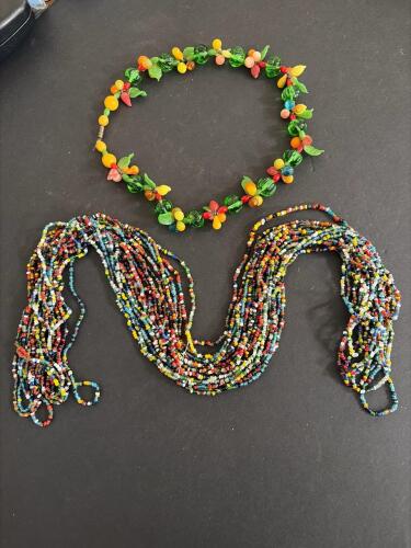 Multicolored Beaded Necklaces and Fruit-Themed Glass Necklace