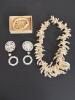 Carved Mother of Pearl Pins, Necklace and More