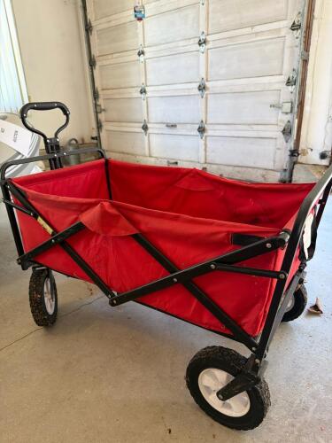 Collapsible Red Utility Wagon with Handle
