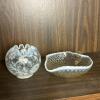 Opalescent Art Glass Rose Bowl and Hobnail Dish