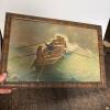 Framed Advertising Mirror, Peacock Art & Rowboat Art - 4
