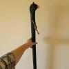 Large Hand Carved Bear Head Walking Stick With Leather Strap - 3