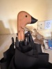 Black Umbrella with Duck Head Handle and Painted Wooden Goose Decor - 3