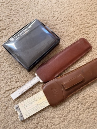Laurant Bennet Men's Bi-Fold Wallet, Lafayette F-981 Slide Rule, Sun Hemmi Slide Rule
