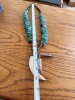 Silver and Turquoise Nugget Necklace with Pendant and Feathers - 9