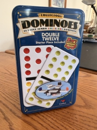 Collectors Double Twelve Jumbo Color Dot Dominoes with Trains, New