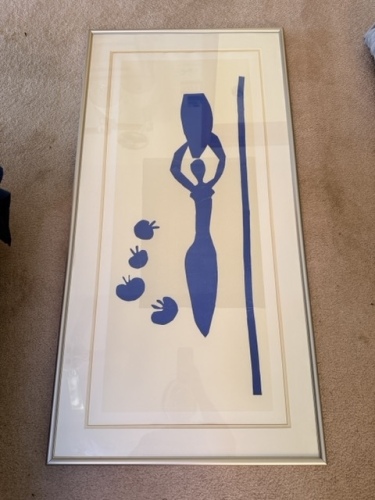 "Woman with Amphora and Pomegranates" Print in Frame 46"x23"