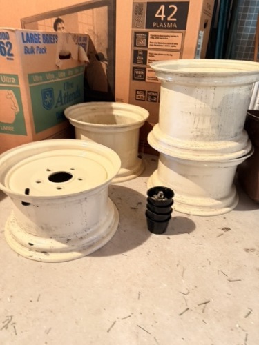 Steel Wheel Rims and Lug Nuts for Small Utility or Tractor