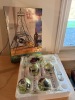 Eiffel Tower Wine Rack with Handpainted Wine Glasses and Carafe